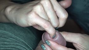 Fingers play with peehole