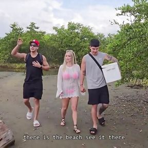 Threesome on the Beach with Stepbrothers - Danner Mendez - Tatiana Alvarez - Max Betancur