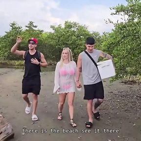 Threesome on the Beach with Stepbrothers - Danner Mendez - Tatiana Alvarez - Max Betancur