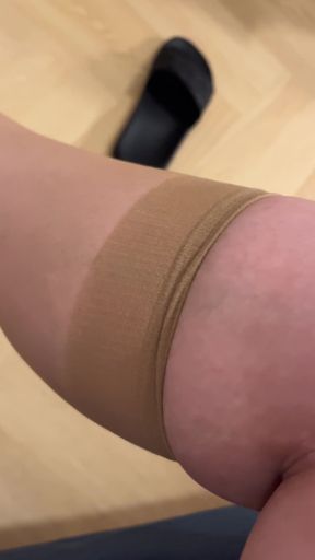 Show off Your Feet in Beige Knee-high Socks