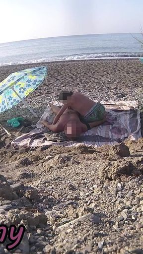 Exhibitionist Wife Outdoor Amateur MILF Blowjob & Handjob Big Cock on Nudity Beach Public in Front of Voyeur with Cum
