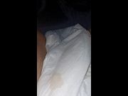 Wet diaper soaked deep inside his cock