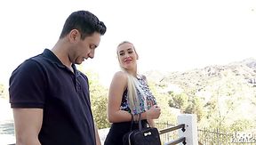 Long haired quite buxom Czech blondie Daisy Lee gives a terrific blowjob