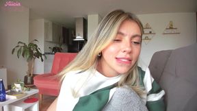Beautiful Alicia with an Angelic Face Masturbates, Rubbing Her Pussy Against a Pillow and Moaning with Intense Pleasure