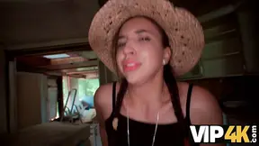 Curly Blonde with Pigtails Gets Creampied by Daddy in Public