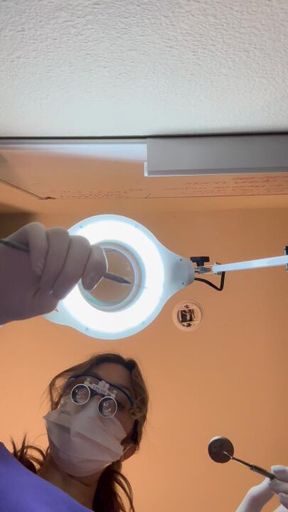 POV Hygienist cleans your teeth and rewards you for having good oral health by watching her rub your toothbrush on her pussy and back in your mouth!