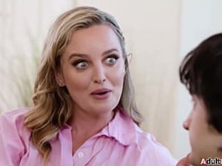 Stepmom Charlie Forde goes along with stepsons idea to get preggy.Blindfold this babe gets her cunt licked and drilled until this babe finds out its her stepson