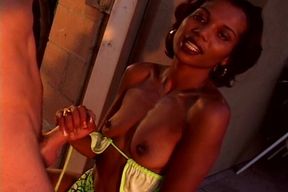 Slim Ebony Babe Gets a Facial From Her Dreams