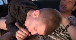 Skinny twinks enjoy a hot threesome in a home cinema