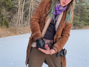 Jerking off on a frozen lake - 4k 60fps
