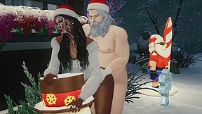 Cheating Ebony Wife Takes Santas Big Cock Ft. Pornstar