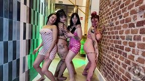FOUR GIRLS DANCING SHAKING ASS TWERK SPANKING IN FISHNET 4K