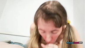 Russian Teen Girl &mdash;  let me Cum! Fascinating Blowjob &mdash;  Hot Semen in Closed Mouth! - Amateur Couple