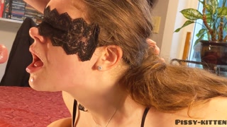 Pissing throatfuck - watch her choke on a huge cock and a GALLON of pee