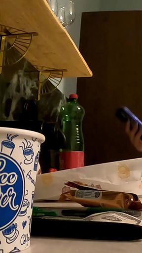 Emotional moment from &quot;No panties no bra girlfriend in the kitchen with a nightie satin pyjama&quot;