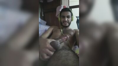 Young Arab Webcam Show - Hairy Chest and Big Dick Tease!