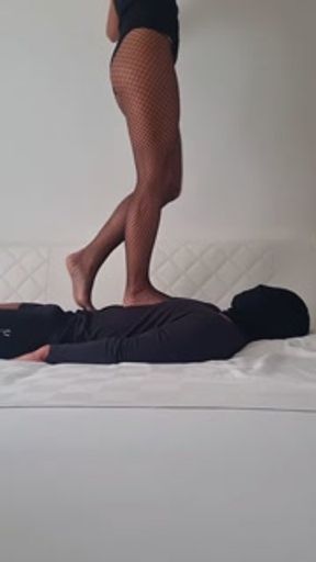 Barbie Trampling Body, Face and Cock in stockings No.33