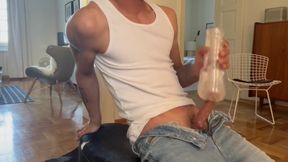 Of Fleshlight Fuck In Jeans With An Amazing Cumshot