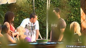 pool side with the cfnm show