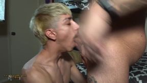 Hung Tatted Latino Fucks Twink Bareback While They Watch Jizz Flooding Cum