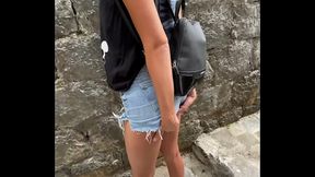 TALL SKINNY TEEN BRUNETTE FLASHES NATURAL TITS IN PUBLIC - RISKY DEEPTHROAT BLOW JOB AND SLOPPY DOGGY STYLE SEX