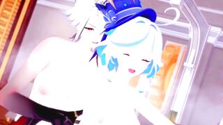 Arlecchino fucks her Wife, Furina - Genshin Impact Futa