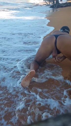 Ladysilva crossdresser in panties on the beach