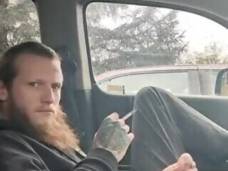 Redneck Jacks Off And Smokes In His Vehicle and Then Jacks Off In Bed