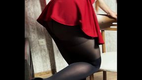 Short Skirt, Stockings &amp_ a Mouth Full of Cum! [Mobile 4K]