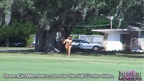 Wild Latina Streaks Across A Public Golf Course