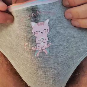 Wanking and moaning in teenie panties