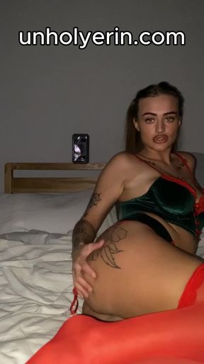 Tattooed horny student moaning in her accent while fingering herself