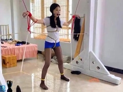 Lovely Chinese girl tied up and gagged in BDSM training