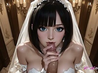 Beneath stained glass, this stunning bride is ruined by explosive sinful facials (AI)