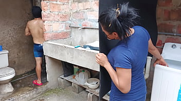 I finally got to suck my neighbor&#039_s cock while he was showering in the neighborhood bathroom! Slum porn