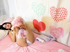 Brunette solo honey shows her masturbating skills