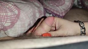 ChubbycoupleDE's Handjob with Orange Long Nails Makes Him Cum Hard