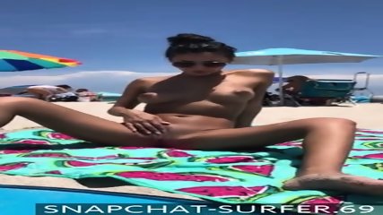 Horny Girlfriend masturbates in public beach completely naked in front of strangers