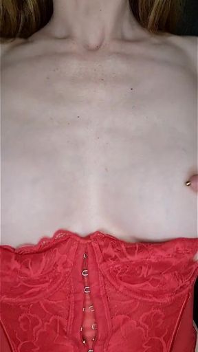 JOI Red Lingerie Seduction, Pussy Spread, Creampie Begging