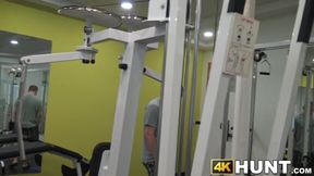 Redhead fucks a guy at the gym in front of boyfriends eyes