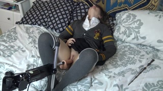 Fuck Machine Destroying School Girl's Tight Pussy