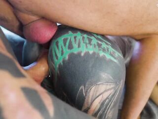 Double Anal Wench - Group-sex with Tattoo Hotty Anuskatzz ends with large Facial - ATM, DAP, double penetration