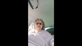 BBW smoking in pink sweater in her car talking to her fans wmv