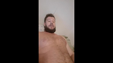 Very extremely dirty talk by Russian hairy man and big cumshot on hairy body