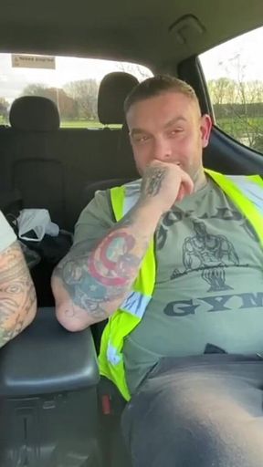 Builders Have a Jerk in the Car at Work