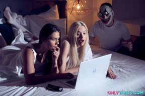 OH FUCK horror movie night leads to hot threesome sex