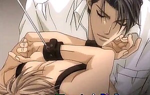 Tied up anime gay twink getting honey jerked and bareback