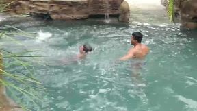 raging lusty Trio Way By A Waterfall