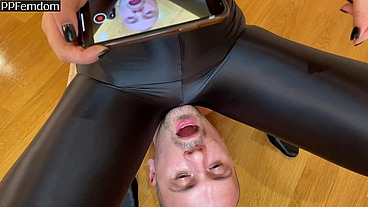 Domme Kira Throatsitting On Mummified Slave And Spit In His Mouth - Mouth Spitting Femdom