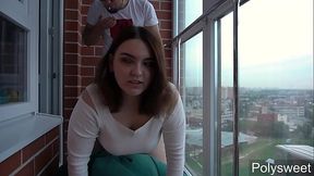 Hard sex on the balcony. The neighbors are shocked ...